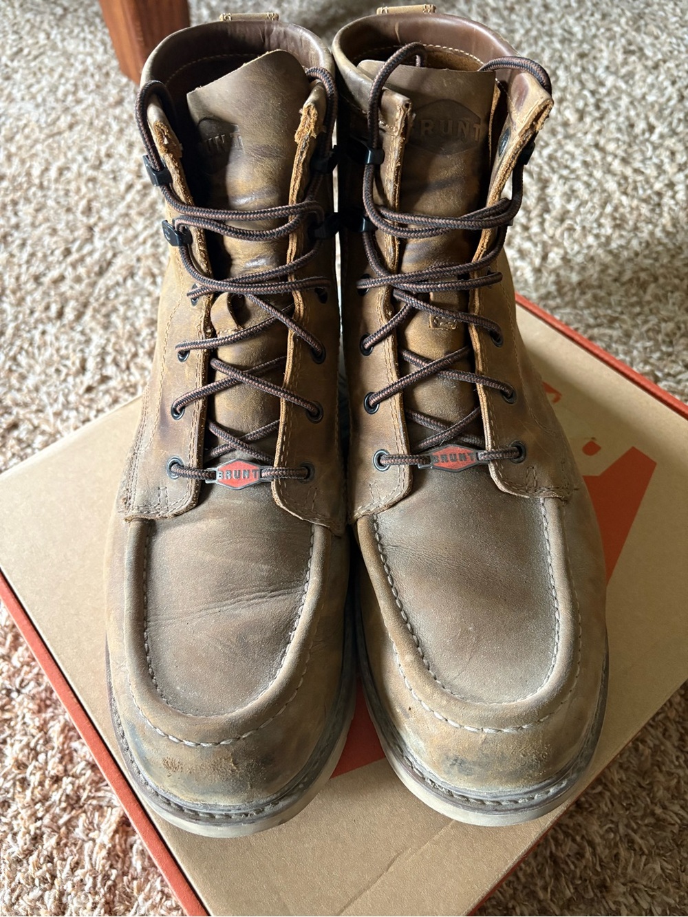 BRUNT Marin Unlined Soft Brown Leather Moc Toe Work Boots - Men's - Picture 2 of 9